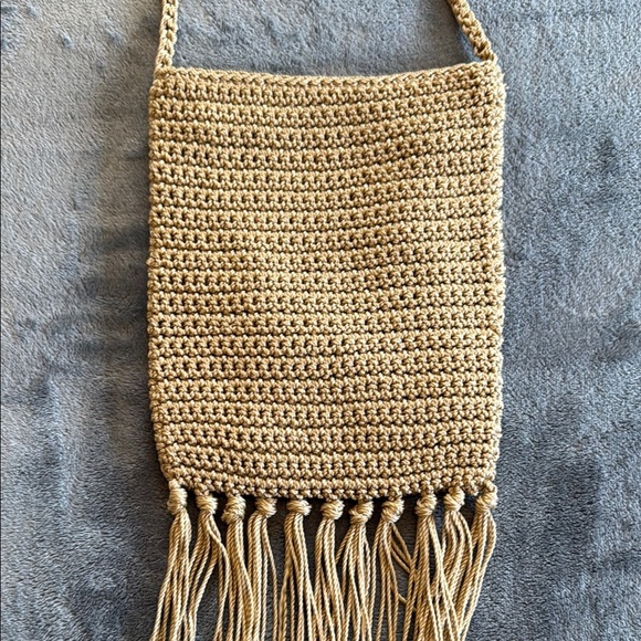 🥳Host Pick🥳 Boho Sundown Wild Leather Crochet Fringe Bag - Brown and Cream - Picture 7 of 11